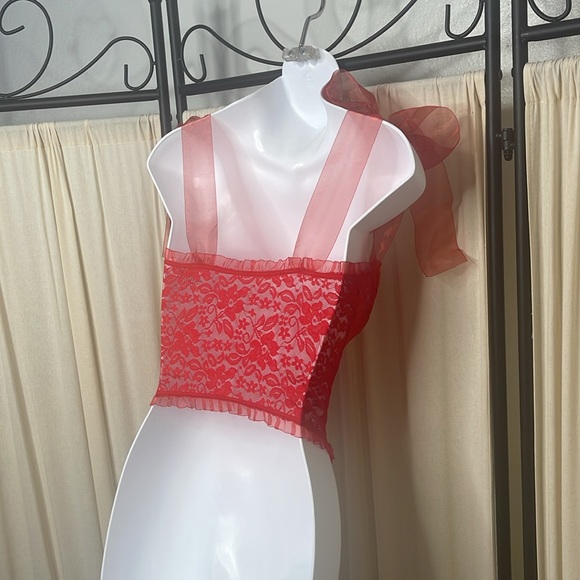 NEW! RED LINGERIE CORSET WITH RIBBONS SIZE SMALL - Picture 7 of 9